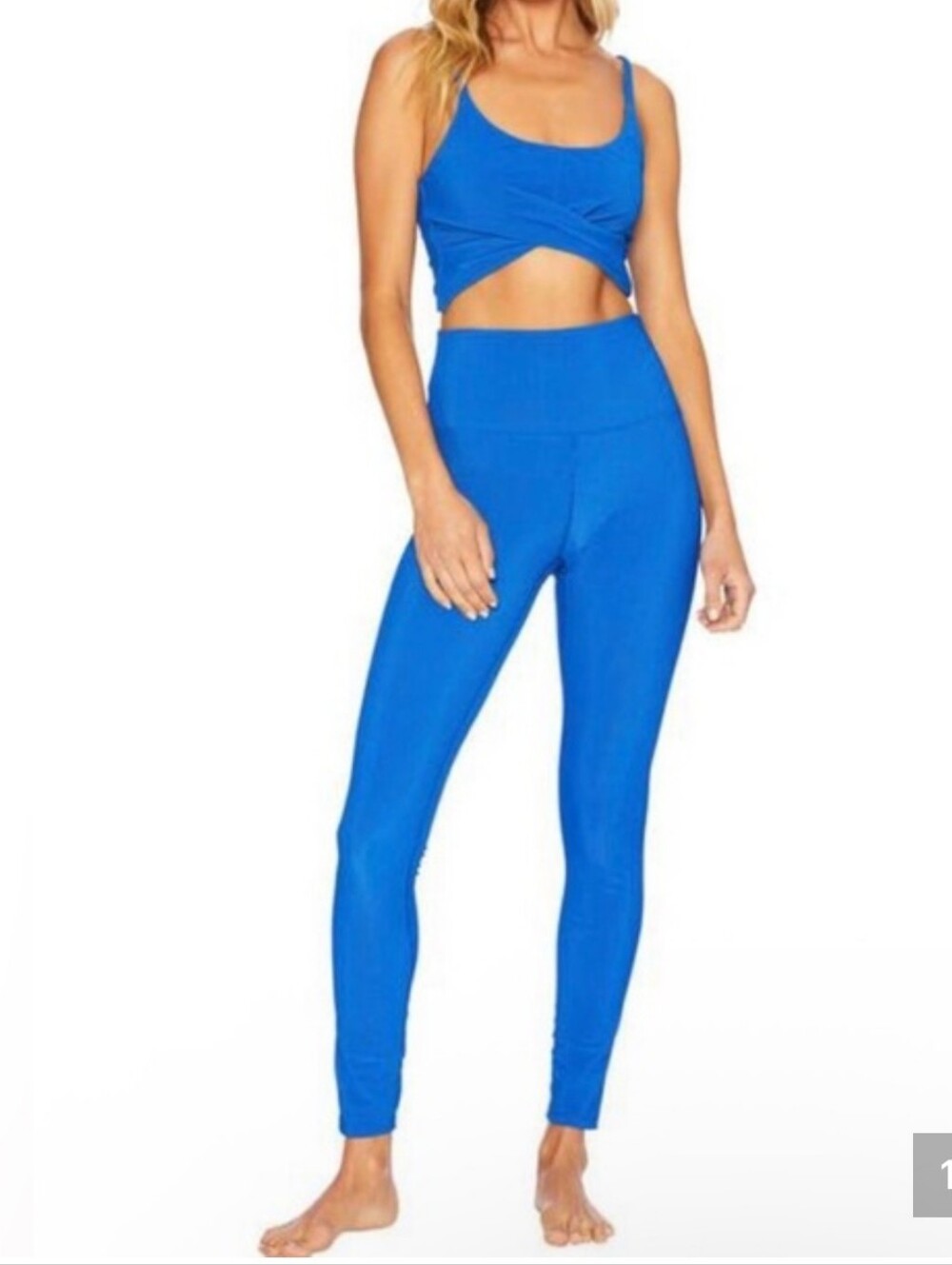Beach Riot Sport Ribbed High Waist Leggings Sz Large Women's Blue